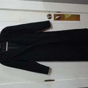 VTG Jill Jr. Womens Black 100% Wool Coat Pockets Pleated Shoulder Sz L? EUC READ